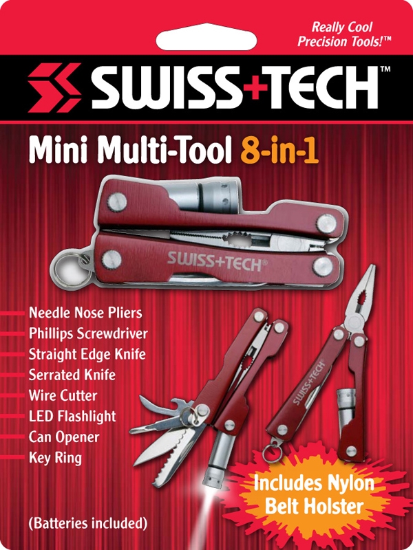 SWISS+TECH ST35000 Mini Pocket Multi-Tool, 8-in-1 Tool, Use During Camping,  Sports (Single Pack) - Multitools 