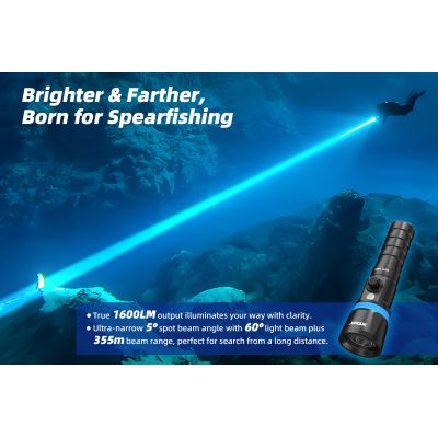 XTAR DH1 Καταδυτικός Φακός Led Φωτεινότητας 1600lm Full Set IPX8